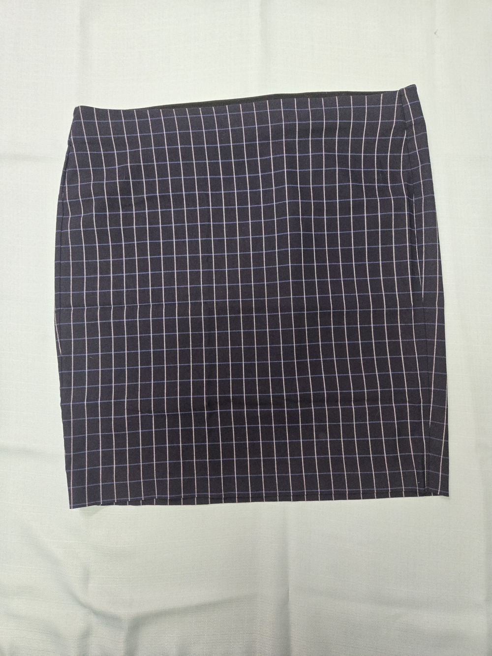 Elle Navy Blue Pencil Skirt with White Windowpane